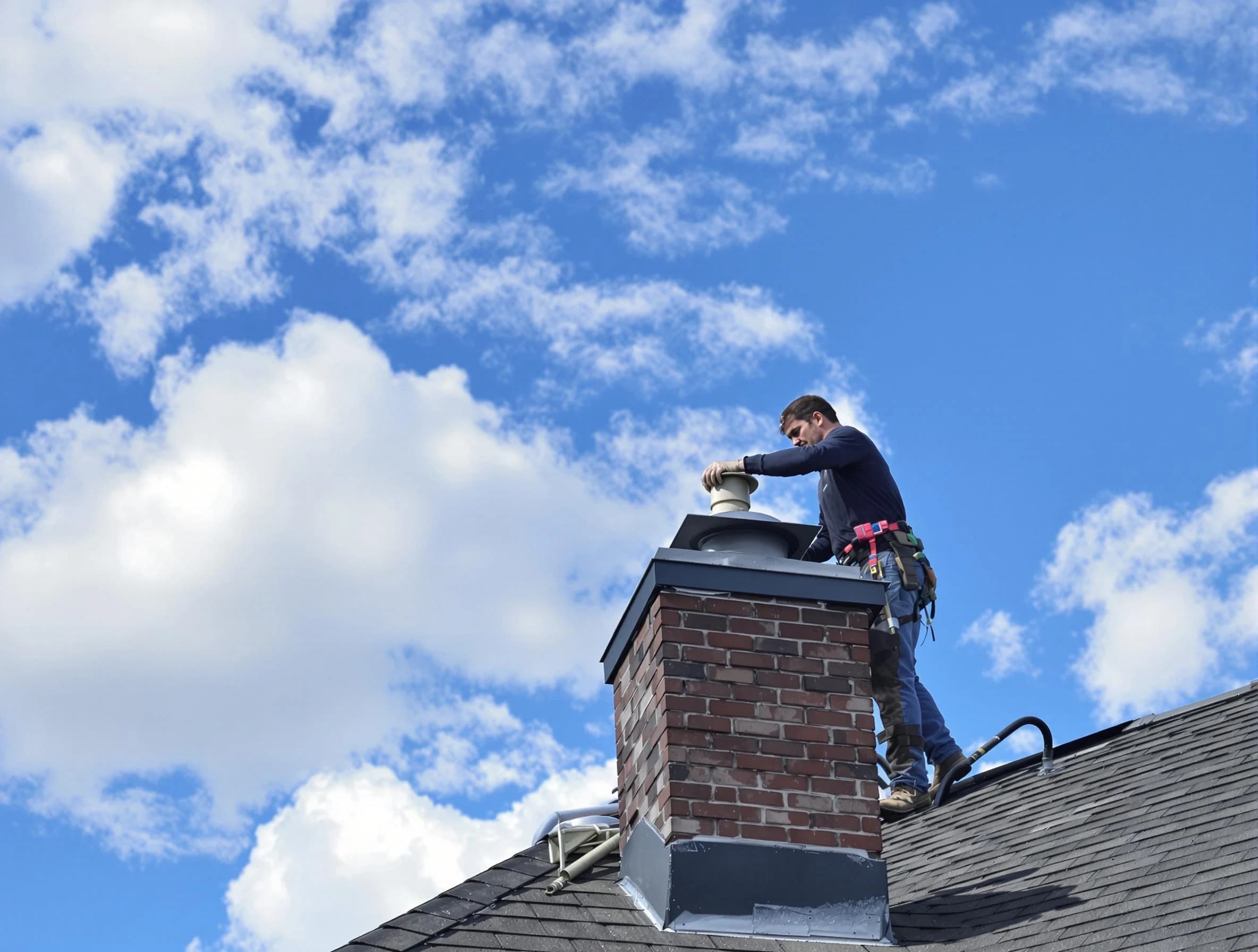 King George Chimney Sweep installing a sturdy chimney cap in King George, VA