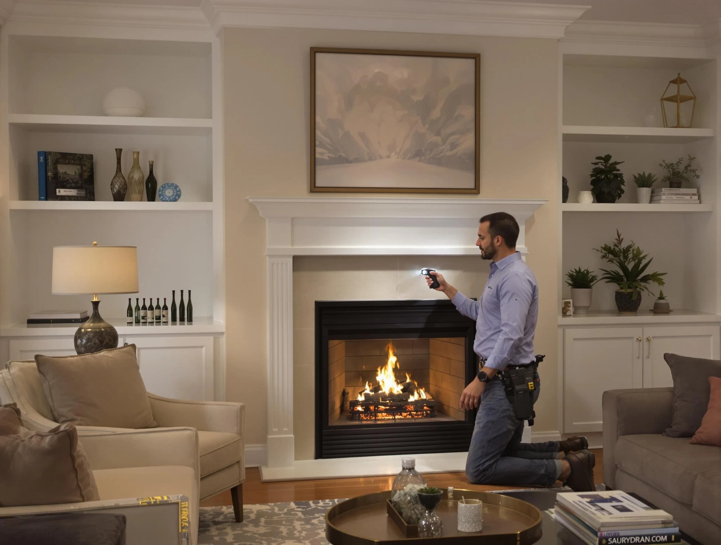 King George Chimney Sweep conducting a fireplace safety inspection in King George, VA