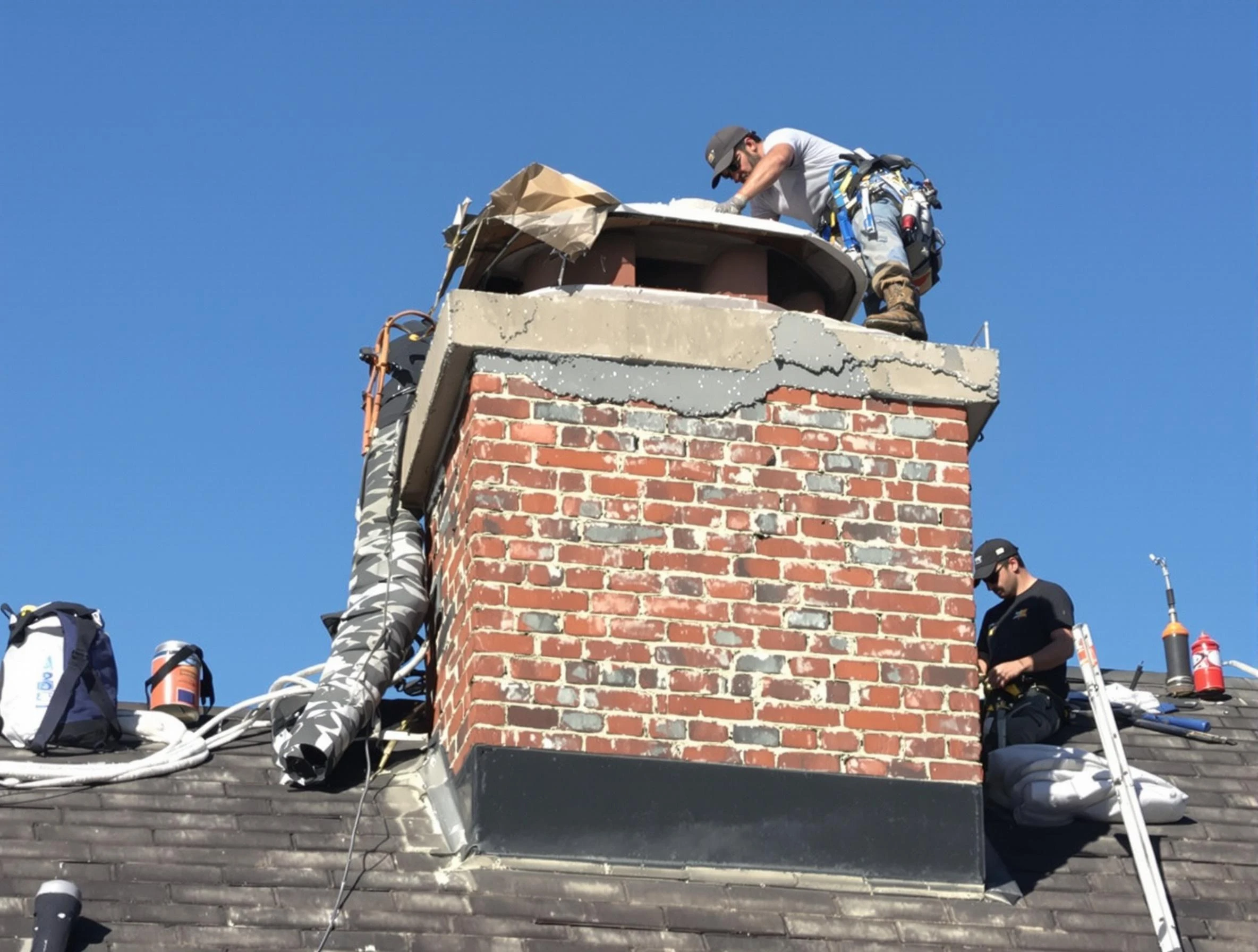 King George Chimney Sweep installing a custom chimney crown in King George, VA