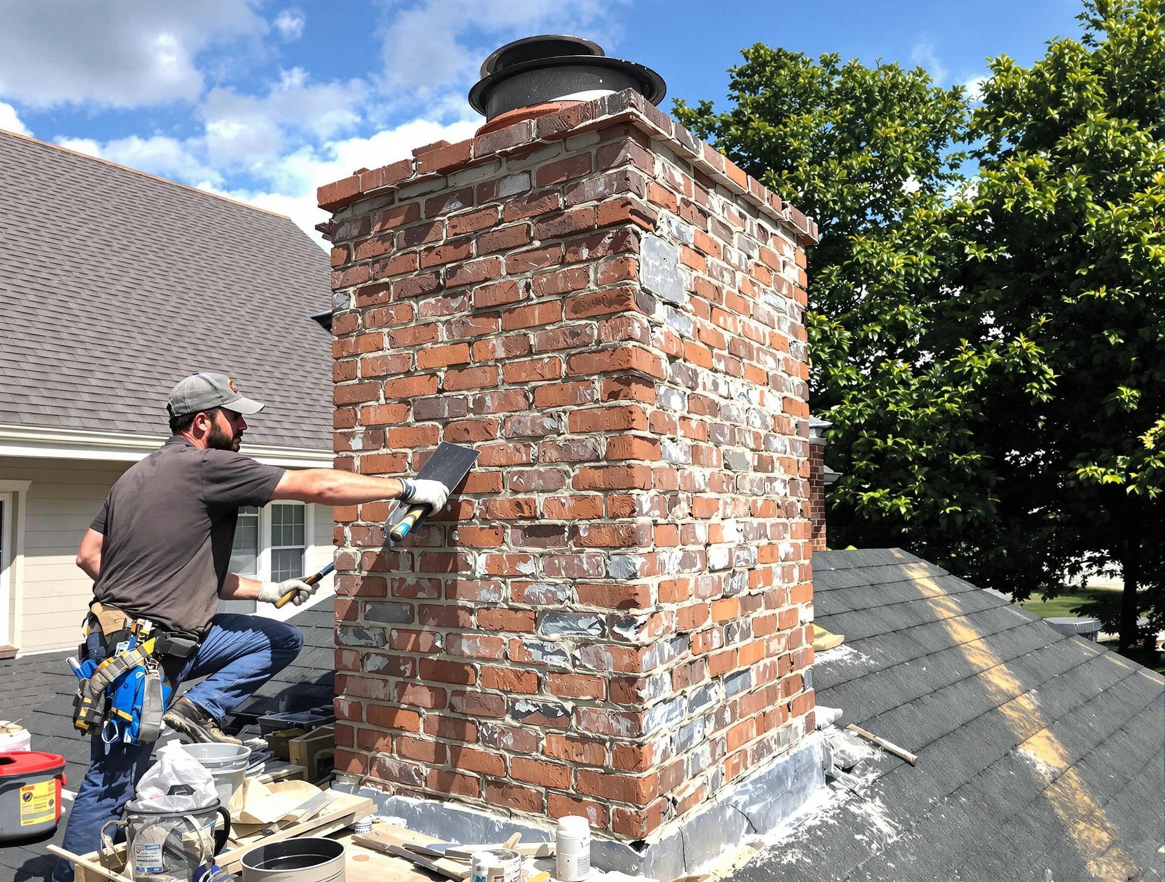 Completed chimney rebuild by King George Chimney Sweep in King George, VA
